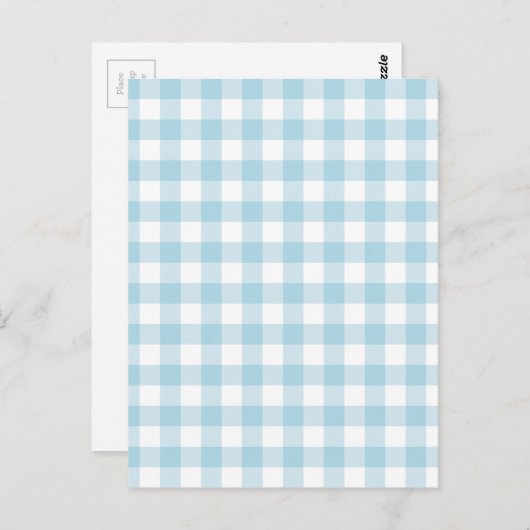 Bleek Blue Gingham Briefkaart (Voorkant / Achterkant)