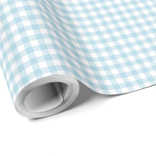 Bleek Blue Gingham Cadeaupapier (Rol Hoek)