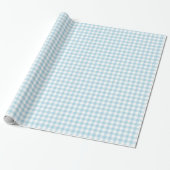 Bleek Blue Gingham Cadeaupapier (Uitgerold)