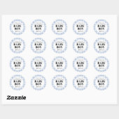 Bleek Blue Gingham Pset Dank je baby Boy Ronde Sticker (Vel)