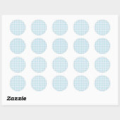 Bleek Blue Gingham Ronde Sticker (Vel)