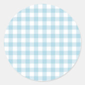 Bleek Blue Gingham Ronde Sticker (Voorkant)