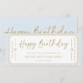 Bleek Blue Happy Birthday Cadeaubon Kaart (Voorkant / Achterkant)