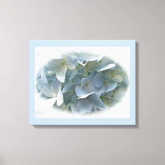 Bleek Blue Hydrangea Flowers Canvas Afdruk (Voorkant)