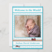 Bleek-Blue Polka-Dot Baby Boy Geboorteaankondiging Aankondiging (Voorkant)