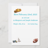 Bleek-Blue Polka-Dot Baby Boy Geboorteaankondiging Aankondiging (Achterkant)