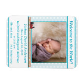 Bleek-Blue Polka-Dot Baby Boy Geboorteaankondiging Magneet (Horizontaal)