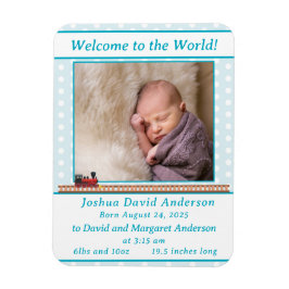 Bleek-Blue Polka-Dot Baby Boy Geboorteaankondiging Magneet