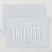 Bleek Blue Season's Greetings Retro Stars Flat Feestdagenkaart (Voorkant / Achterkant)