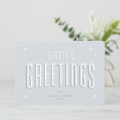 Bleek Blue Season's Greetings Retro Stars Flat Feestdagenkaart (Staand voorkant)