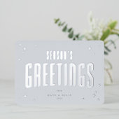 Bleek Blue Season's Greetings Retro Stars Flat Folie Feestdagenkaart (Staand Voorkant)