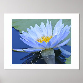 Bleek Blue Water Lily Persoonlijke Folie Naam Foli Afdrukken