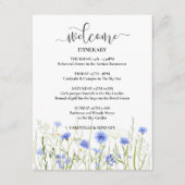 Bleek Blue Wildflower bruiloft gast welkom Informatiekaartje (Voorkant)