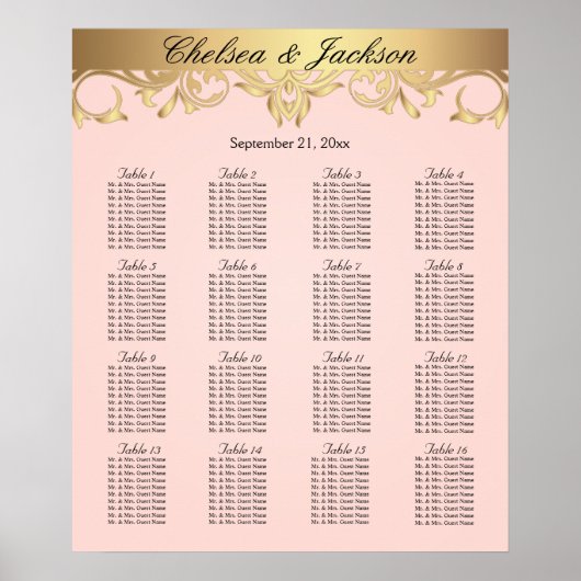 Bleek Blush- en Gold Design - 16-zitkaars Poster (Voorkant)