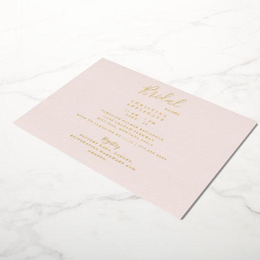 Bleek Blush Gold Foil Vrijgezellenfeest Folie Uitnodiging (Gedraaid)