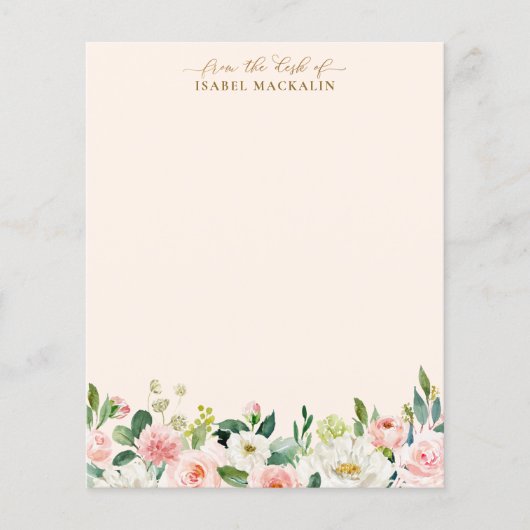 Bleek Blush Pink Floral - Aangepast schrijven (Voorkant)