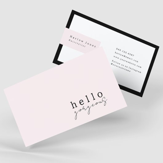 Bleek Blush Pink Hallo Prachtige schoonheidsminima Visitekaartje