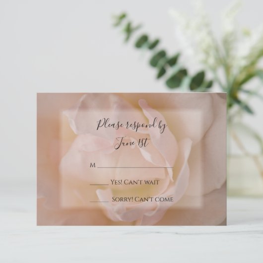 Bleek Blush Roze Rose Floral Wedding RSVP Reactie (Staand voorkant)
