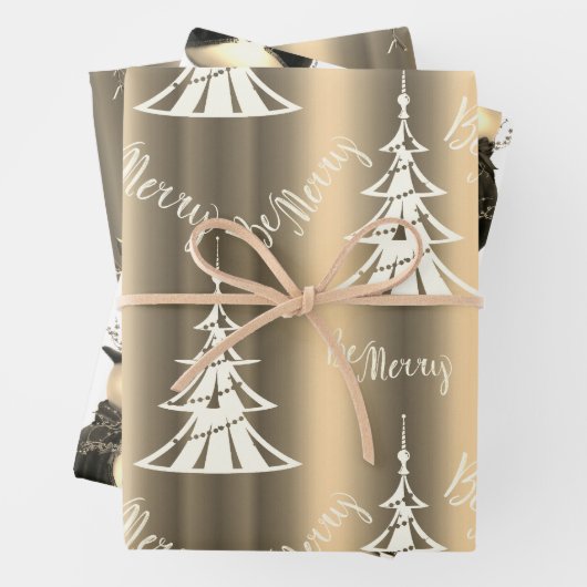 Bleek brons en gouden kerst inpakpapier vel (In situ)