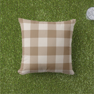 Bleek bruin geruit Buffalo Plaid Buitenkussen