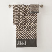 Bleek bruine stoffen tapijten Geometrisch patroon Bad Handdoek (Insitu)