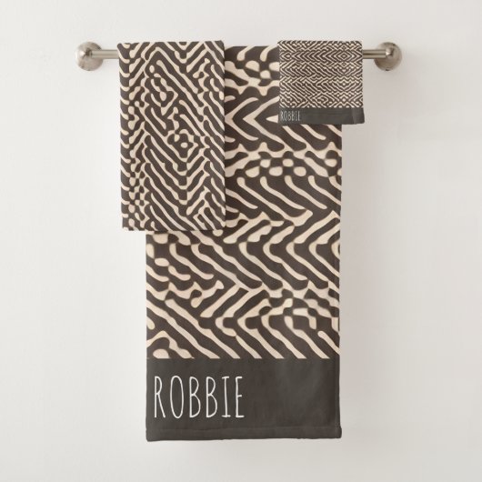 Bleek bruine stoffen tapijten Geometrisch patroon Bad Handdoek (Insitu)