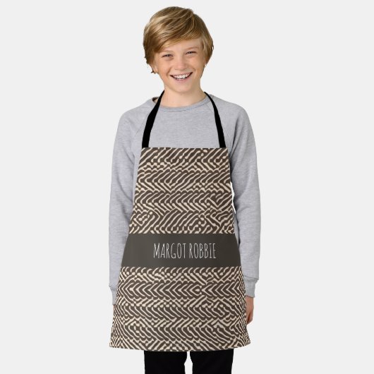 Bleek bruine stoffen tapijten Geometrisch patroon Schort (Gedragen)