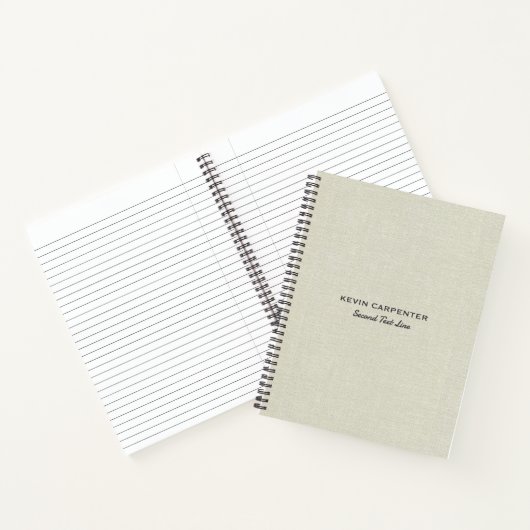 Bleek crèmekleurige linnen stof notitieboek (Binnen)