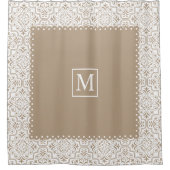 Bleek damppatroon van de taupe en monogram douchegordijn (Voorkant)