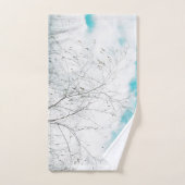 Bleek deegblad Light Blue Turquoise Tree Brunches Bad Handdoek (Handdoek)