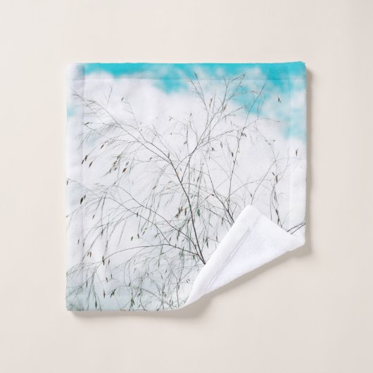 Bleek deegblad Light Blue Turquoise Tree Brunches  Bad Handdoek (Wasdoekje)