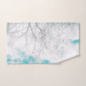 Bleek deegblad Light Blue Turquoise Tree Brunches Bad Handdoek (Handdoek)