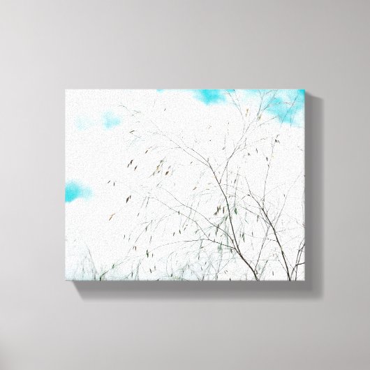Bleek deegblad Light Blue Turquoise Tree Brunches  Canvas Afdruk (Voorkant)