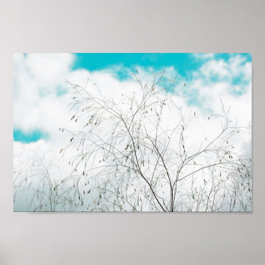 Bleek deegblad Light Blue Turquoise Tree Brunches Poster (Voorkant)