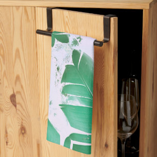 Bleek deegblad van de groene bananenboom theedoek