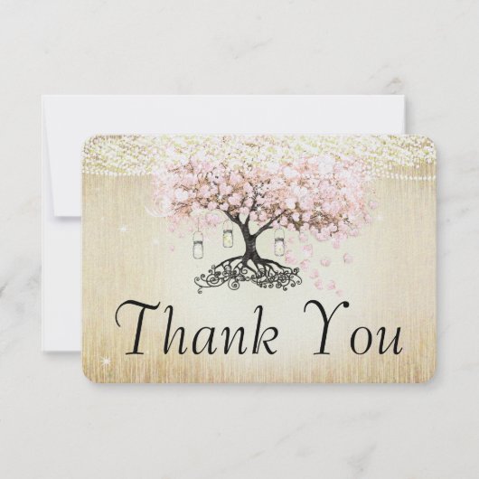 Bleek Dogwood Heart Leaf Tree Gold Hartelijk dank Bedankkaart (Voorkant)