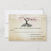 Bleek Dogwood Heart Leaf Tree Gold Wedding RSVP Kaartje (Voorkant)