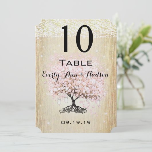 Bleek Dogwood Heart Leaf Tree Table Number Kaart (Staand voorkant)