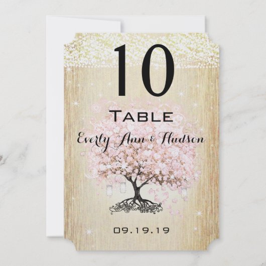 Bleek Dogwood Heart Leaf Tree Table Number Kaart (Achterkant)