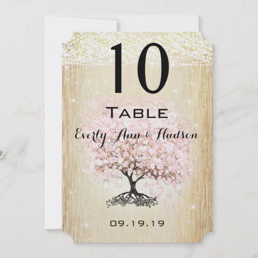 Bleek Dogwood Heart Leaf Tree Table Number Kaart (Voorkant)