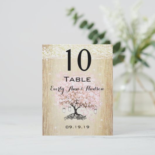 Bleek Dogwood Heart Leaf Tree Table Number Kaart (Staand voorkant)