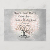 Bleek Dogwood Pink Heart Leaf Tree Bird Wedding Aankondigingskaart (Voorkant)