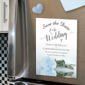 Bleek Dusty Blue Roos Wedding Save the Date Magnet