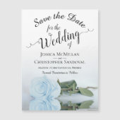Bleek Dusty Blue Roos Wedding Save the Date Magnet (Voorkant)