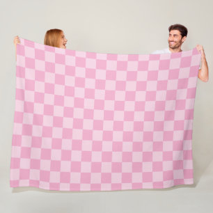 Bleek en Licht Roze Montone Geruit Fleece Deken