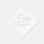 Bleek Eucalyptusscript Watermerk Monogram Weddensc Servet (Hoek)
