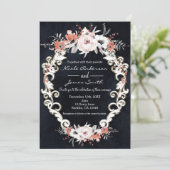 Bleek Floral Dark Chalk Elegant Winter Wedding Kaart (Staand voorkant)