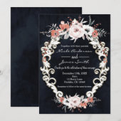 Bleek Floral Dark Chalk Elegant Winter Wedding Kaart (Voorkant / Achterkant)