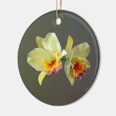 Bleek Geel Cattleya Orchids Keramisch Ornament (Links)