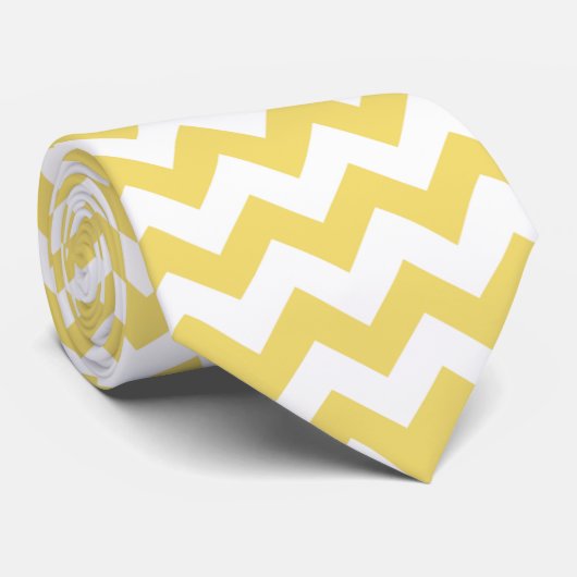 Bleek geel Chevron Pattern Stropdas (Opgerold)